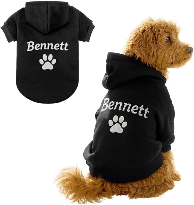 Personalized Name Dog Hoodie, Embroidered Hoodies Pet Name, Custom Puppy Sweater Warm Winter Outfit for Dogs, Bright Puppy Sweatshirt, Unique Pet Birthday Outfit, Gift for Dog Lovers