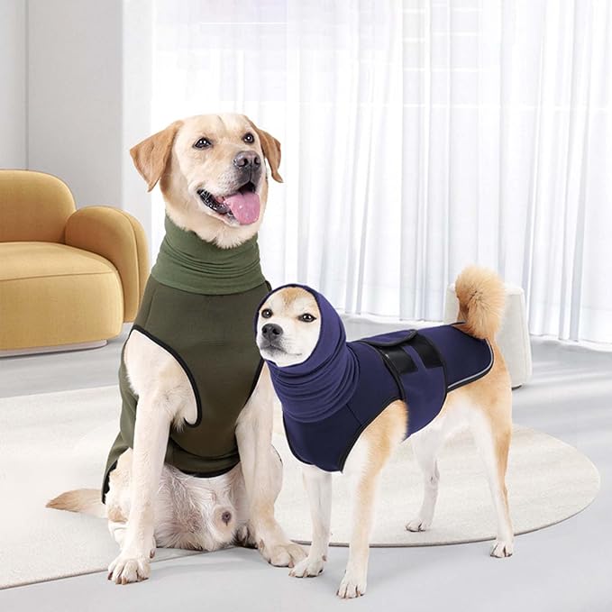ROZKITCH Breathable Dog Anxiety Jacket, Soft Pet Calming Vest for Fireworks Travel Storms with Adjustable Fit & Ear Protection for Anxiety Relief NavyBlue 3XL