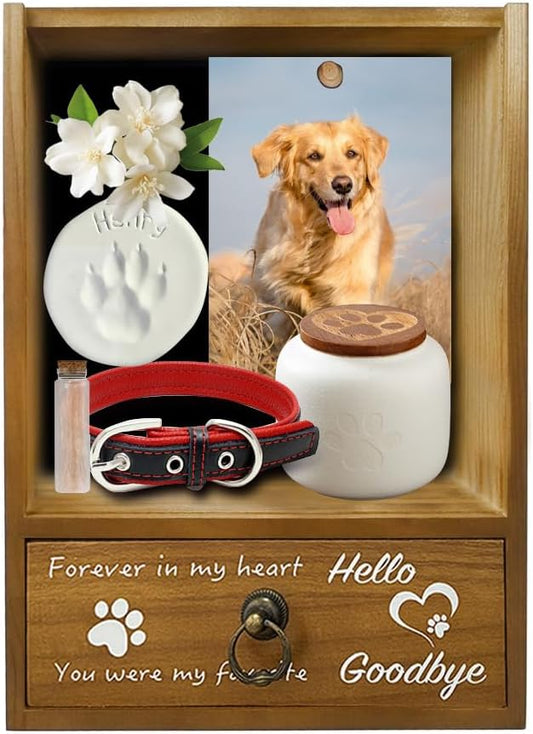 Pet Memorial Shadow Box 9.25x13 Memorial Gift Frame Pet Urn for Ashes Display Case for Dogs & Cats Remembrance Memory Keepsake
