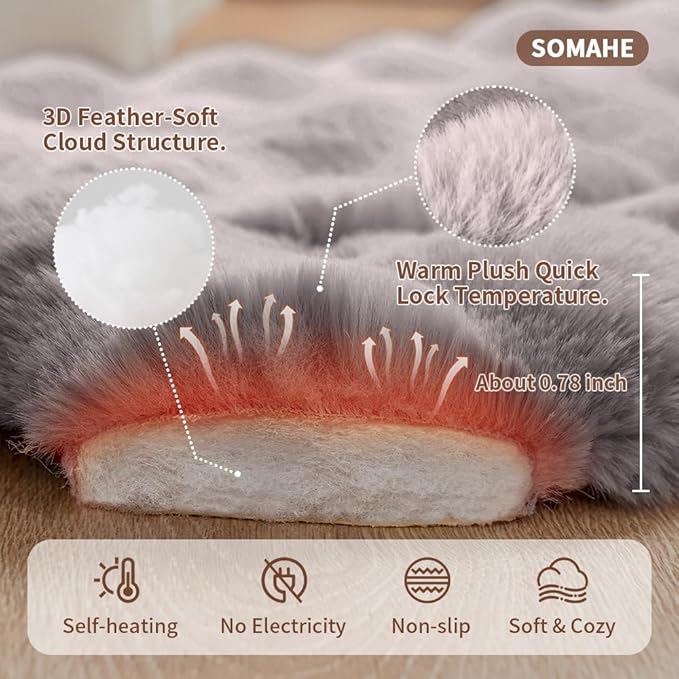 Dog Beds Mat Cute Cat Beds for Indoor Cats Faux Fur Pet Pad with Non-Slip Bottom Plush Kitten Bed for Carriers/Sofa Puppy Washable 27 x 20 Inch Large Grey
