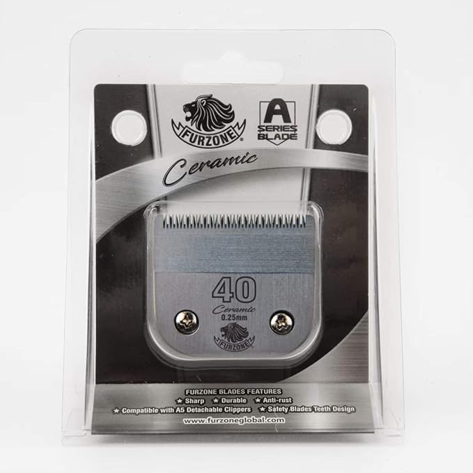 FURZONE Detachable Ceramic Blade - Size 40 Blade 1/100", Made of High-Tech Ceramic Materials, Compatible with Most Andis, Oster, Wahl A5 Clippers