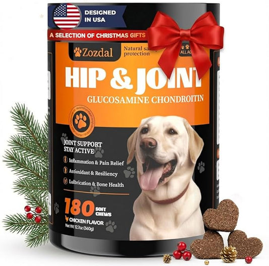 Joint Supplement for Dogs 180 Count, Glucosamine Chondroitin, Glucosamine for Dogs, Dog Hip and Joint Supplement with Chondroitin - MSM - Turmeric, Chicken Flavor, Pain Relief, Joint Health