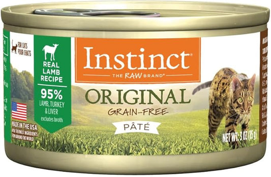 Instinct Original Pate Wet Cat Food, Grain Free Recipe - Real Lamb, 3 Ounce (Pack of 24)