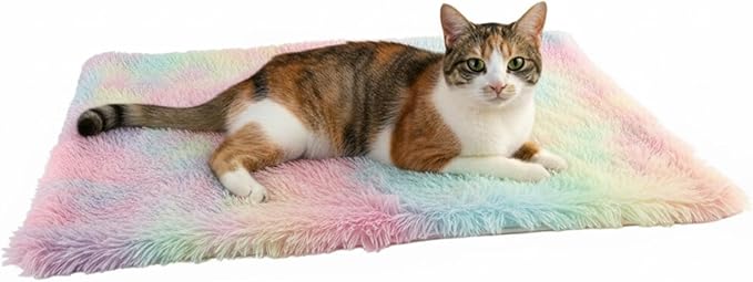 Pets Bed Blanket Dogs Reversible Soft Dog Throw Blankets Cats Mat Sleeper Fuzzy Pet Couch Covers Washable Cat Puppy Cover for Beds Sofa Travel Double Sided Furniture Protection (Colorful Pink,S)