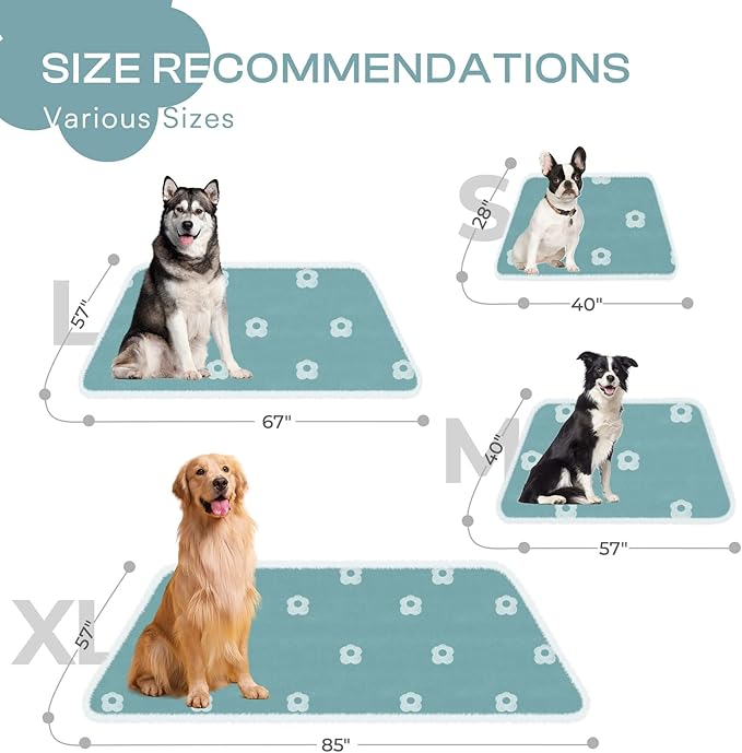 Luciphia Waterproof Pet Blanket for Medium Large Dogs Washable Fluffy Thick Jacquard Shag Fleece Warm Sherpa 3D Textured Flower Print for Cats Puppy Couch Protection (Blue,67x57 inches)