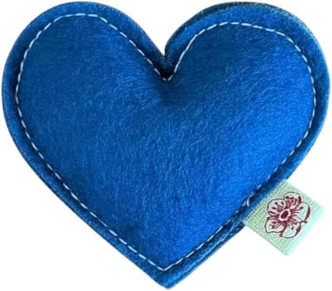 Cherry Valley Organics Catnip Toy – Heart Shape, Organic Catnip, 100% Wool Felt, Grown & Made in The USA - Blue