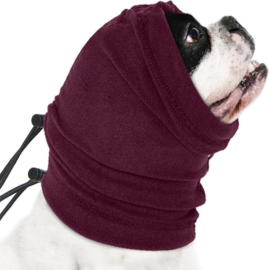 Nanaki Calming Hoodie Dog Ear Cover Dull Red,S -Soft No Shake Dog Ear Wrap Hematoma, Adjustable Head Protection for Fireworks Grooming, Anxiety Relief, Thunderstorm, Bathing Noise Protection