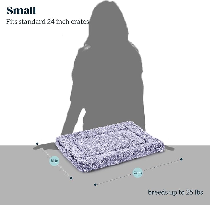 Stoutwool Indestructible Dog Bed - Fluffy Chew Proof Dog Crate Pad - Tough Kennel Pad for Aggressive Chewers - Washable, Ideal for Small Breeds & Fits 24-Inch Crate - 23"x16", Jacaranda