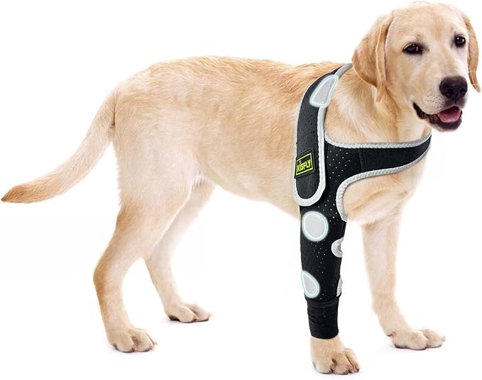 Dog Elbow Brace & Front Leg Brace for Dogs to Stop Licking – Dog Elbow Protector & Hygroma Elbow Pads for Dogs, Adjustable Dog Sleeves for Front Legs, Reflective – Right Leg, S