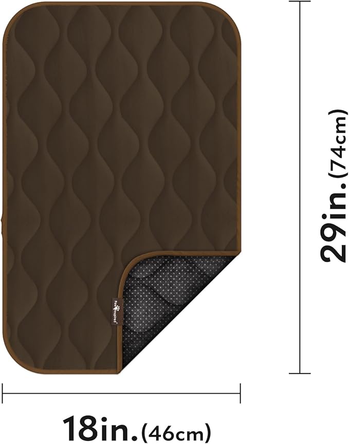 Paw Inspired Washable Padded Crate Mats for Dogs | 29” x 18” Pad, Fits 30-inch Kennels | Leakproof, Waterproof Bottom, Plush Pet Beds (Dark Brown)
