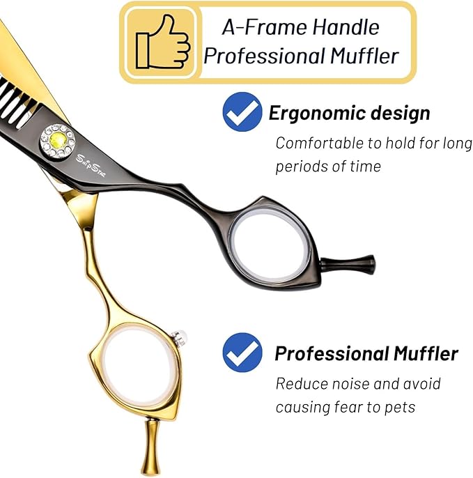 7.5inch Curved Thinning Dog Scissors, 35 Teeth High-end Dog Grooming Scissors, 25° Curved Blender, VG10 Steel Sharp Grooming Shears, Ergonomic Professional Pet Shears for Groomer