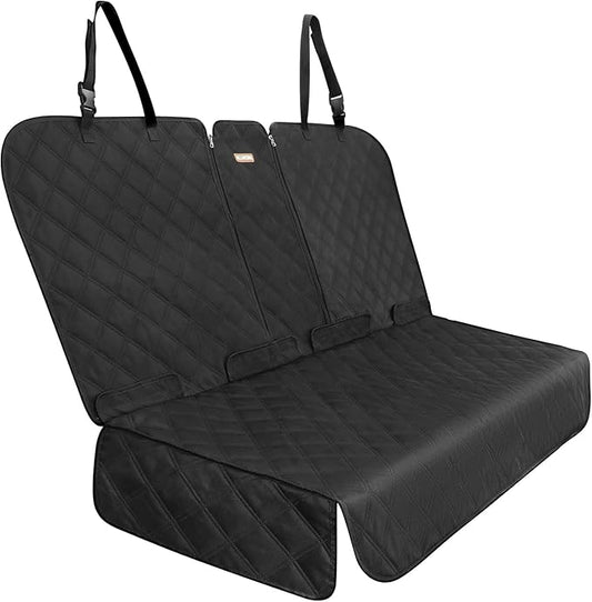 Back Seat Cover for Large SUVs/Trucks Rear Split Bench - Heavy-Duty 900D Waterproof Non-Slip Car Seat Protector for Messy Pet Dogs & Kids, Easy Clean(Black)