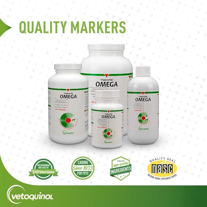 Vetoquinol Triglyceride Omega Dog Supplement Capsules, Medium-Breed: 30-60 lbs, 250ct