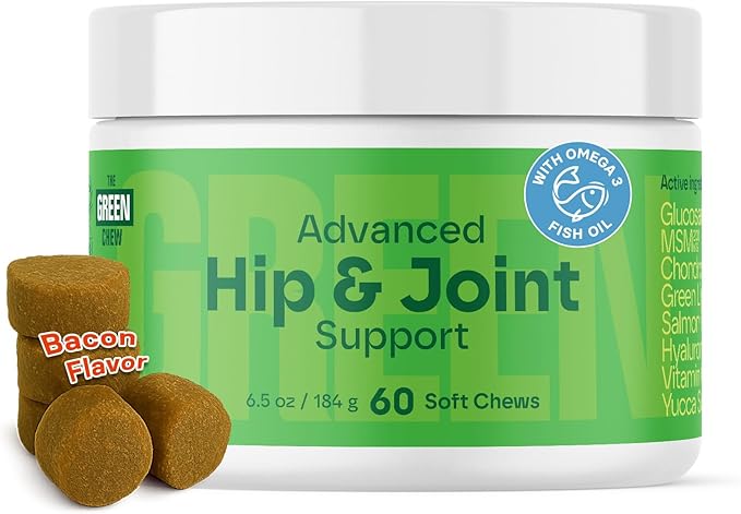 Hip & Joint Supplement for Dogs - Bacon Flavor Soft Chews - Mobility & Flexibility Support - MSM, Chondroitin, Glucosamine for Dogs - 60 Count, Dog Glucosamine for Small & Medium Breeds