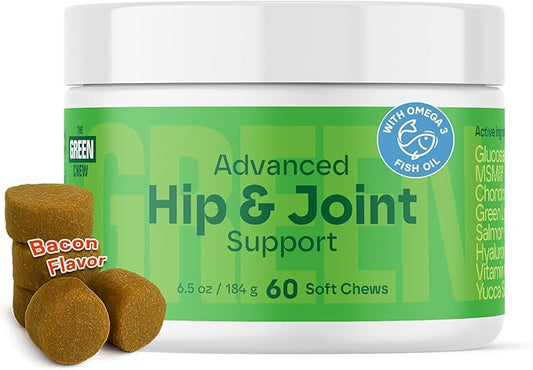 Hip & Joint Supplement for Dogs - Bacon Flavor Soft Chews - Mobility & Flexibility Support - MSM, Chondroitin, Glucosamine for Dogs - 60 Count, Dog Glucosamine for Small & Medium Breeds