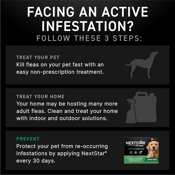 NEXTSTAR Flea and Tick Prevention for Dogs, Repellent & Control, Fast Acting Waterproof Topical Drops, Flea and Tick Prevention for Large Dogs, 1 Monthly Dose