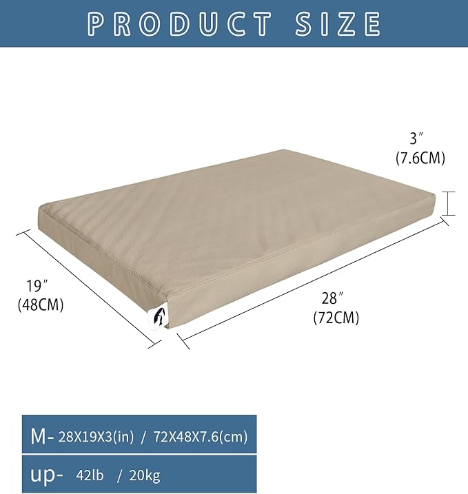Dog Bed Medium Size Dog, Outdoor Faux Leather Pet Beds with Waterproof Covers, Orthopedic Large Pet Crate Mat