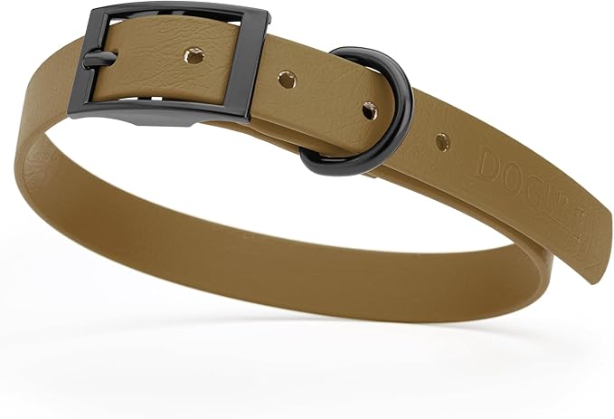 Dogline Biothane Coated Webbing Dog Collar with Black Metal Hardware: Durable Easy-Clean Everyday Collar for Dogs - Comfortable Adjustable Odor-Resistant Pet Collar, W3/4" x L15-18, Coyote Brown