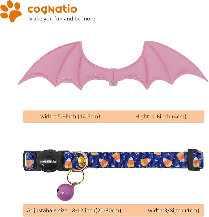 2 Pack Breakaway cat Collars with Bell,Safety Quick Release Pendant Cute Kitten Collar,Adjustable 20-30cm (Candy, 20-30cm)