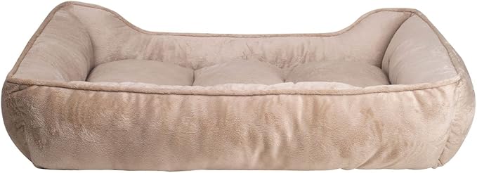 long rich Textiles Classic Solid Rectangle Dog and Pet Bed, Large, Tan/Taupe/Camel by Happycare Textiles, 24"x34"
