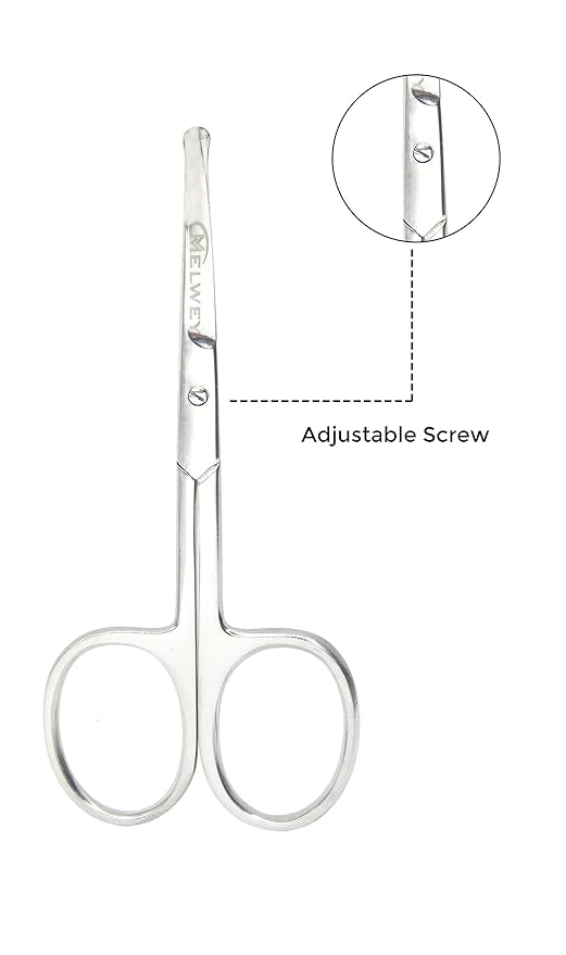Rounded Stainless Steel Small Hair Scissors – Rounded Tip Scissors for Nose Hair, Mustache, Beard, Eyebrows, Eyelashes, and Baby Nails.