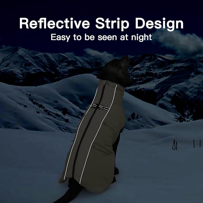 Dog Coat - Large Dogs Winter Jacket, Warm Zip Up Snowsuit, Reflective, Water-Resistant, Beagle, Corgi, Apricot