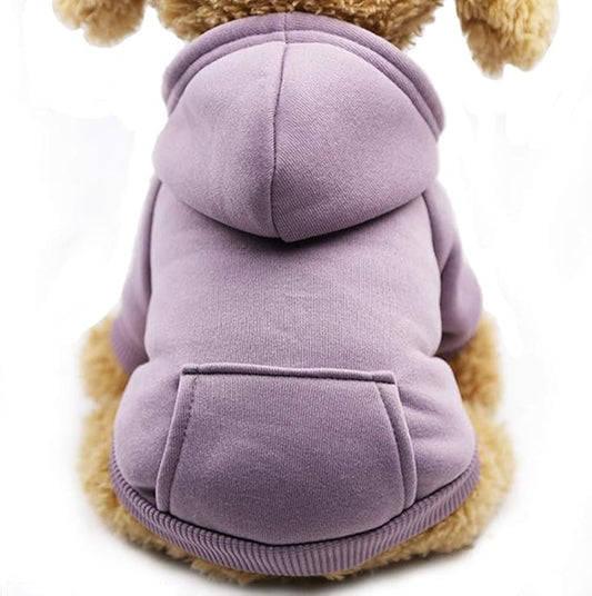 Jecikelon Winter Dog Hoodie Sweatshirts with Pockets Warm Dog Clothes for Small Dogs Chihuahua Coat Clothing Puppy Cat Custume (Purple, XX-Small)