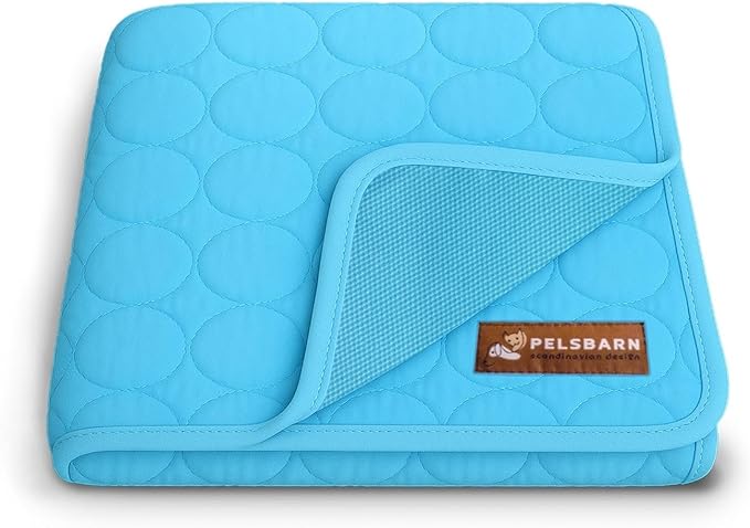 Pelsbarn Dog Cooling Mat- Ice Silk Summer Comfort, Self Cooling, Non-Slip Dog Pad, Durable & Washable, Mat for Large Dogs 25" x 37", Support Shelter Dogs with Every Purchase (Blue)