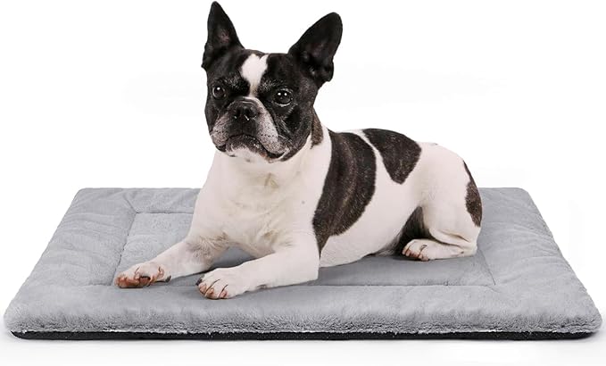 Washable Dog Crate Bed for Large Dogs, Soft Fluffy Pet Kennel Bed Mat Sleeping Mattress, Anti-Slip Travel Flat Pet Beds for Indoor & Outdoor Dogs (30" x 20", Grey)