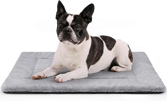 Washable Dog Crate Bed for Large Dogs, Soft Fluffy Pet Kennel Bed Mat Sleeping Mattress, Anti-Slip Travel Flat Pet Beds for Indoor & Outdoor Dogs (30" x 20", Grey)