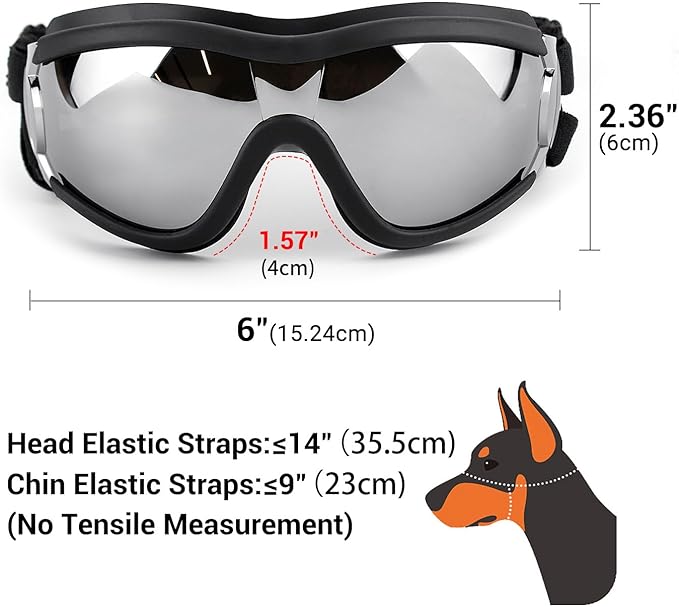 PETLESO Dog Goggles Large Breed, Large Dog Sunglasses Eye Protection for Dogs Windproof Goggles for Medium Large Dog Riding Biking Driving, Black
