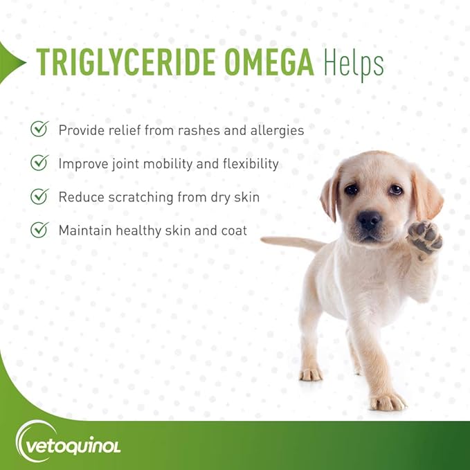 Vetoquinol Triglyceride Omega Dog Supplement Capsules, Medium-Breed: 30-60 lbs, 250ct