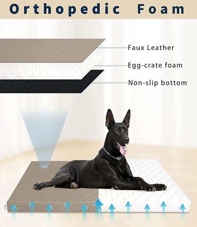 XXL Dog Crate Bed, Outdoor Waterproof Dog Beds Orthopedic Pet Mat with Removable Cover, Large Size Crate Mat