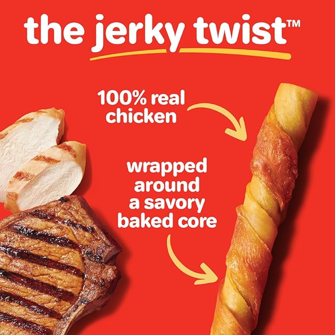 Hartz Oinkies Jerky Twists with Naturally Smoked Pork & Real Chicken Breast Dog Treats, Highly Digestible Long Lasting Dog Chews, 8 Count
