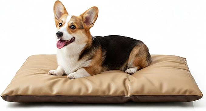 Dog Comfort Bed Mat Pet 2-Side 2-Tone Tech Fabric Bed Suitable for All Seasons, Comfortable Dog Pad for Large Dogs (Dark&Light Brown)