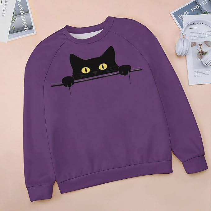 Womens Ugly Christmas Sweatshirt Funny Cat Dog Printed Xmas Pullover Shirts Crewneck Long Sleeve Graphic Hoodies