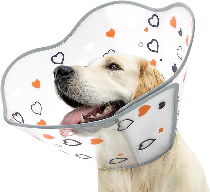 Elizabethan Dog Cone Collar, Adjustable Pet Cone to Stop Licking, Durable Plastic Neck Cone After Surgery for Small, Medium Large Dogs, Love L