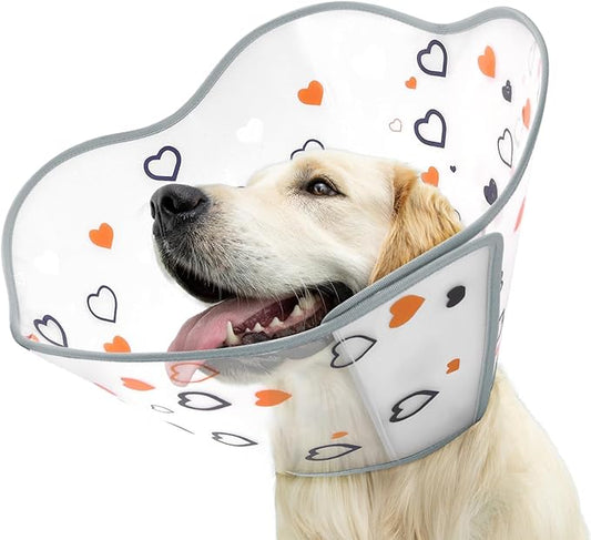 Elizabethan Dog Cone Collar, Adjustable Pet Cone to Stop Licking, Durable Plastic Neck Cone After Surgery for Small, Medium Large Dogs, Love 2XL