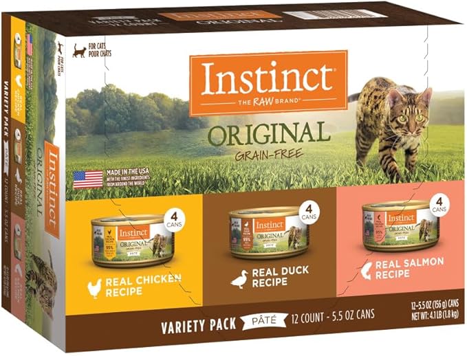 Instinct Original Pate Wet Cat Food, Grain Free Recipe - Variety Pack, 5.5 Ounce (Pack of 12)
