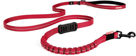 EzyDog Zero Shock LITE Dog Leash - Shock Absorbing Bungee Leash for Dogs That Pull or Excite - Dual Handle and Reflective for Medium, or Small Dogs (48", Red)