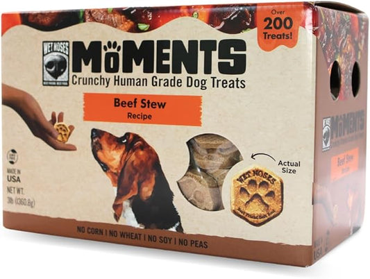 Wet Noses Moments Non-GMO Beef Stew Crunchy Dog Treats - 3lb | No Corn, Wheat, Soy or Peas, Made with 8 Simple Ingredients