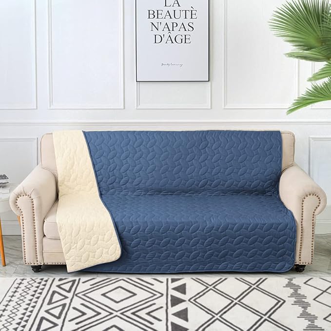 Ameritex Waterproof Pet Bed Cover Anti-Slip Dog Bed Blanket for Sofa and Furniture Waterproof New Pattern Design (Navyblue, 30x90 Inch (Pack of 1))