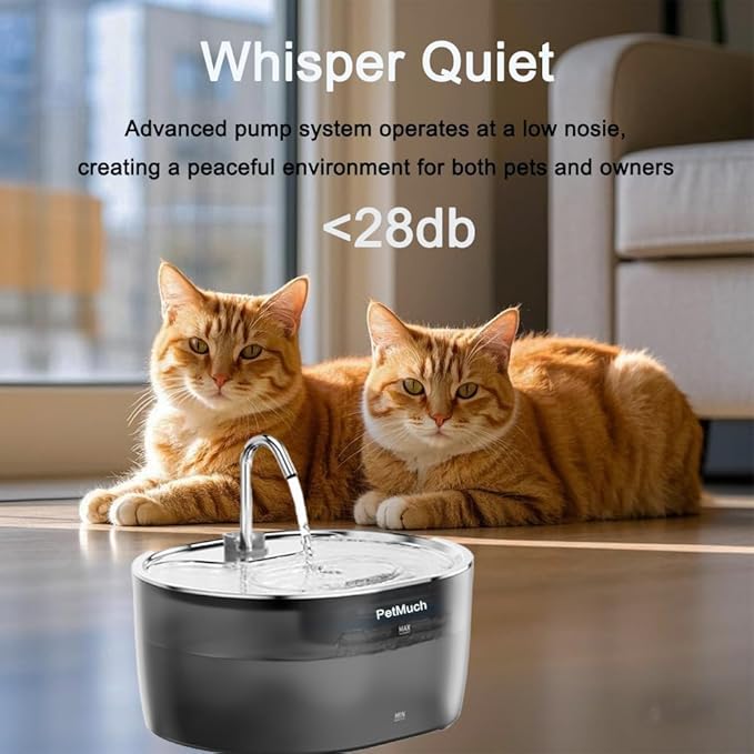 Cat Water Fountain: 108oz/3.2L Cat Fountain Super Silent Pet Drinking Dispenser (Cat Fountain 6 Filtesr + 6 Sponges)