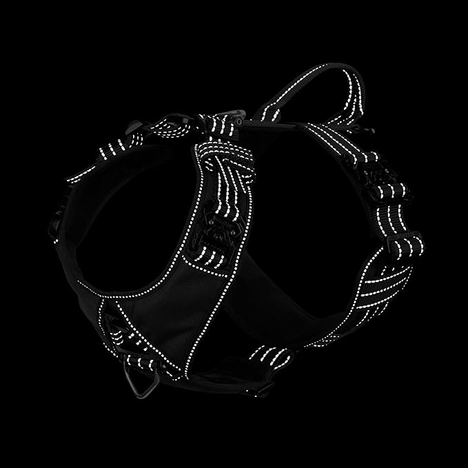 ICEFANG Dog Strap Harness with 4 x Metal Buckles,for Large Sized Dog,K9 Vest,Y-Shape Chest,Adjustable Pet Harness,No-Pull Front Leash Clip (Large (Pack of 1), Black)
