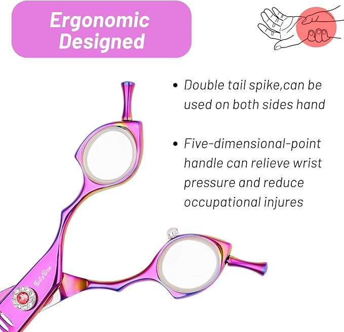 7.5inch 25 Degree Curved Scissors for Dog Grooming Chunkers, VG10 Steel Sharp Blades, Professional Dog Grooming Scissors Blender, 35 Teeth High-end Pet Thinning Shears, 65% Thinning Rate