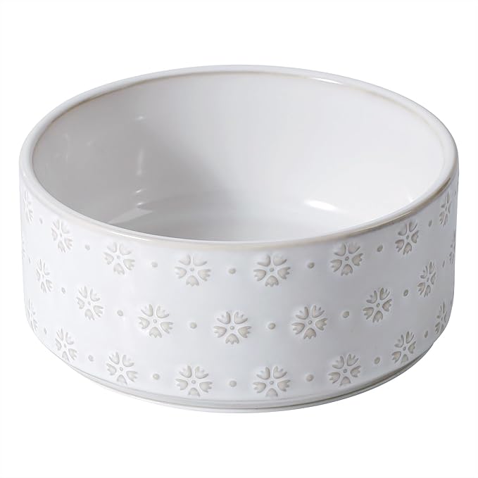 8.2inch Ceramic Dog Bowl, Food and Water Bowl for Large Breed Dog, Pet Bowl for Replacement (Single Bowl, Arctic White)
