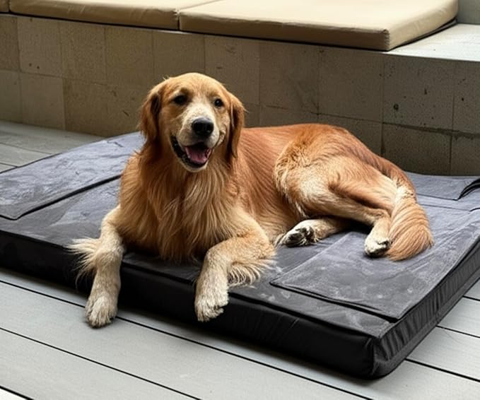Luxury Orthopedic Dog Bed with Bolsters – Modern Sofa-Style Pet Lounger with Supportive Pillows – Waterproof & Washable Cover – Large Dog Bed for Indoor & Outdoor Use, Grey 46" x 34"