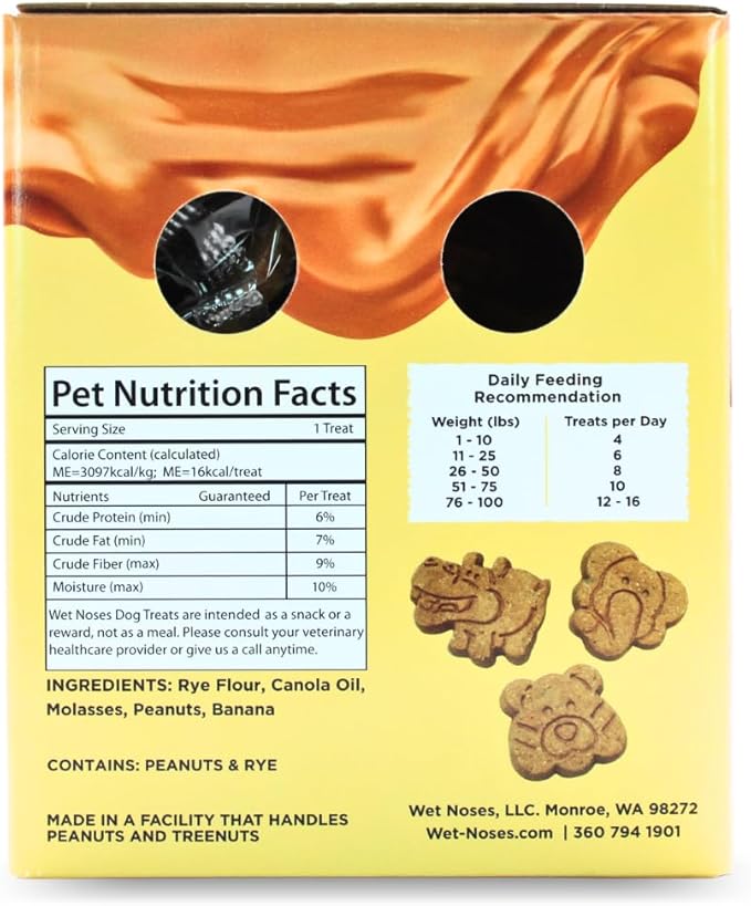 Wet Noses Moments Non-GMO Peanut Butter Jungle Animal Crunchy Dog Treats - 3lb | No Corn, Wheat, Soy or Peas, Made with 5 Simple Ingredients