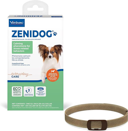 Virbac ZENIDOG Long Acting Dog Calming Pheromone Collar for Stress Relief - Pup/Small Dog - Lasts up to 3 Months