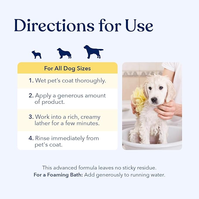 Honest Paws Dog Shampoo and Conditioner - Premium Dog Wash for Allergies and Dry, Itchy, Moisturizing for Sensitive Skin - Sulfate Free, Plant Based, All Natural - Oatmeal & Lavender - 16 Fl Oz